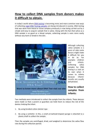 How to collect DNA samples from donors makes it difficult to obtain (1)
