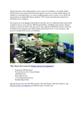Shogan Systems - Printer Service Center | Barcode Machine and POS Machine Dealer