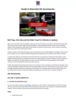 Guide to Essential Ute Accessories