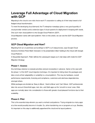 leverage full advantage of cloud migration with