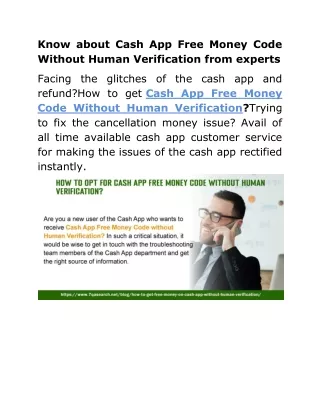 know about cash app free money code without human