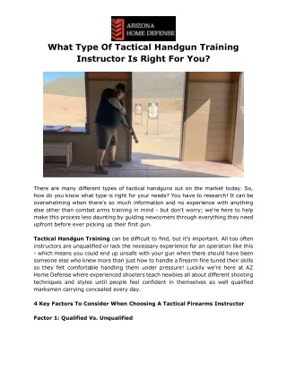 What Type Of Tactical Handgun Training Instructor Is Right For You