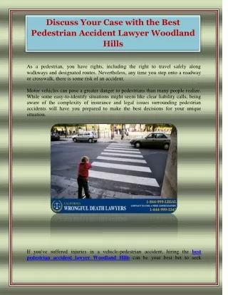 Discuss Your Case with the Best Pedestrian Accident Lawyer Woodland Hills