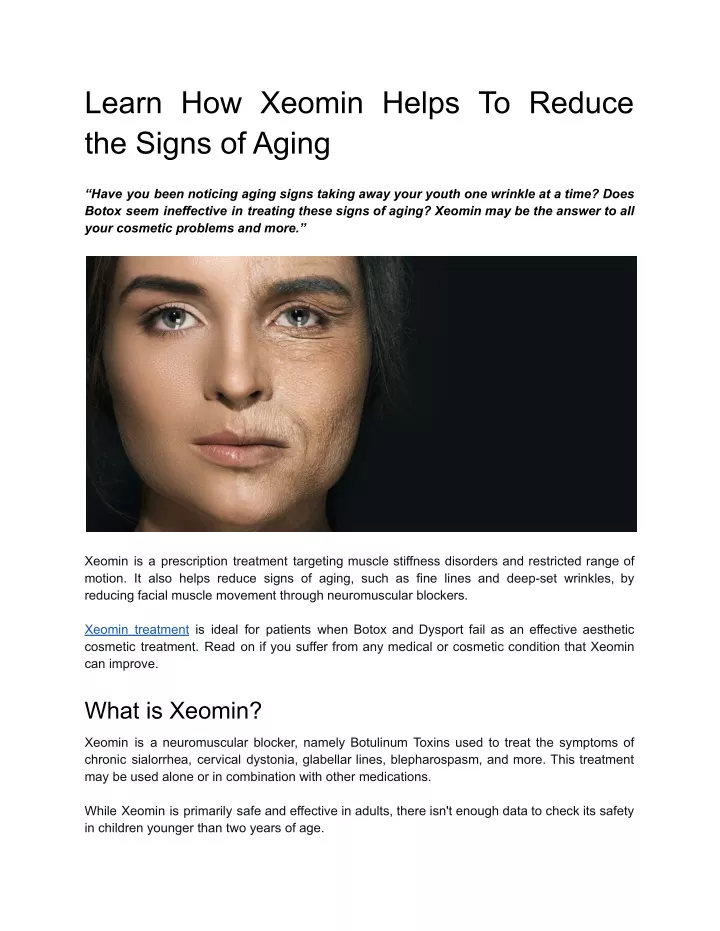 learn how xeomin helps to reduce the signs