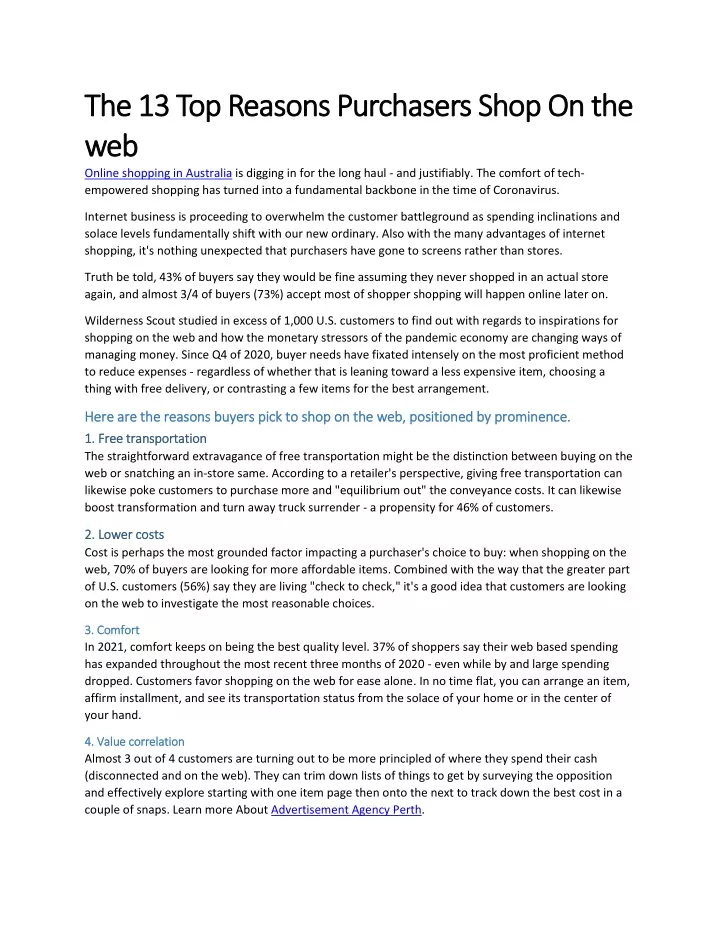 the 13 top reasons purchasers shop