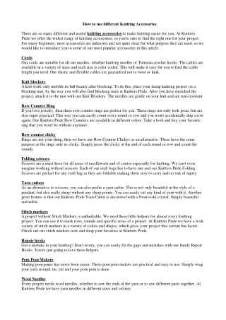 how to use different knitting accessories