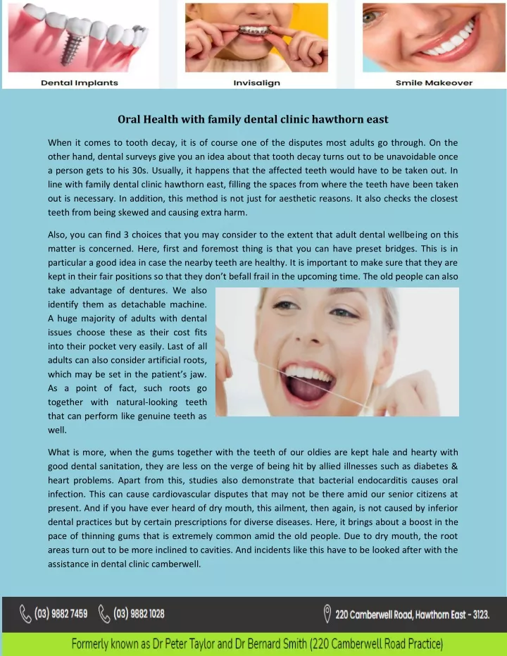 oral health with family dental clinic hawthorn