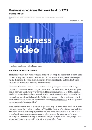 3 unique business video ideas that work best for b2b companies