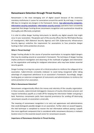 Ransomware Detection Through Threat Hunting