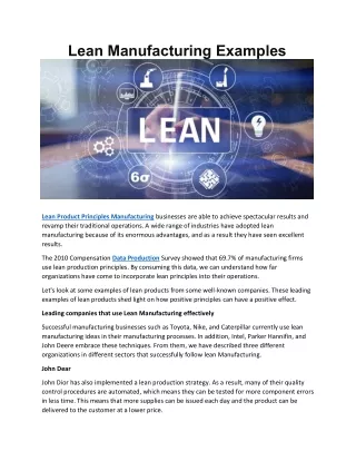 Lean Manufacturing Examples