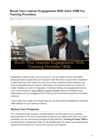 Boost Your Learner Engagement With Zoho CRM For Training Providers