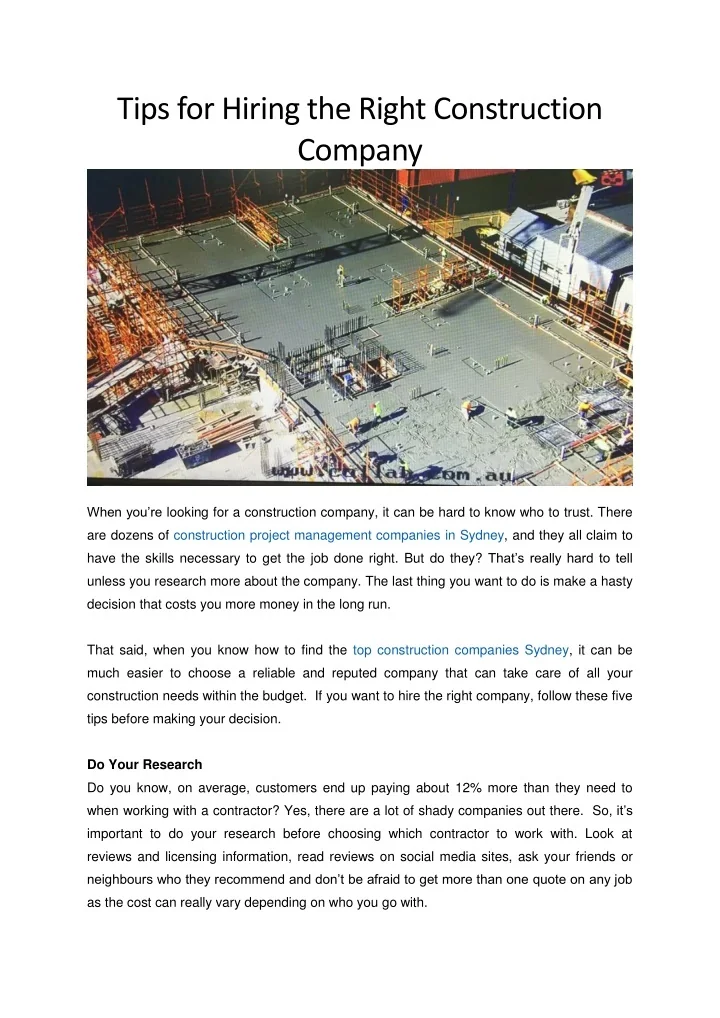 PPT - Tips for Hiring the Right Construction Company PowerPoint ...