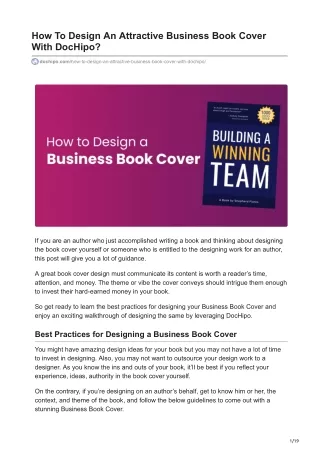 How To Design An Attractive Business Book Cover With DocHipo?