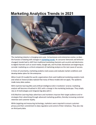 Marketing Analytics Trends in 2021
