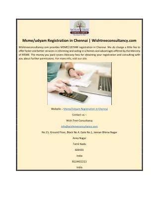 Msme/udyam Registration in Chennai | Wishtreeconsultancy.com