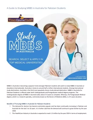 a guide to studying mbbs in australia