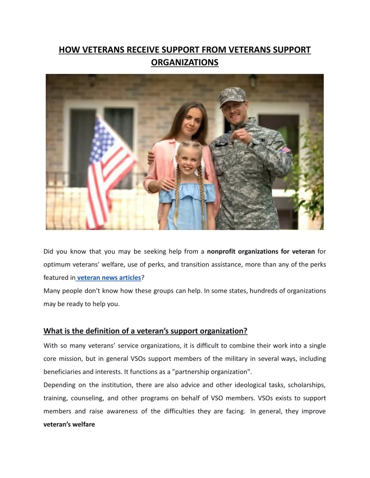 how veterans receive support from veterans