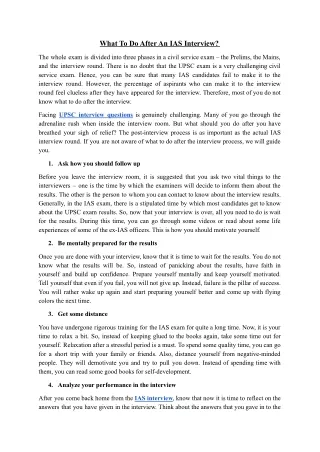 what to do after an ias interview