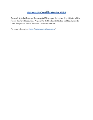 networth certificate for visa