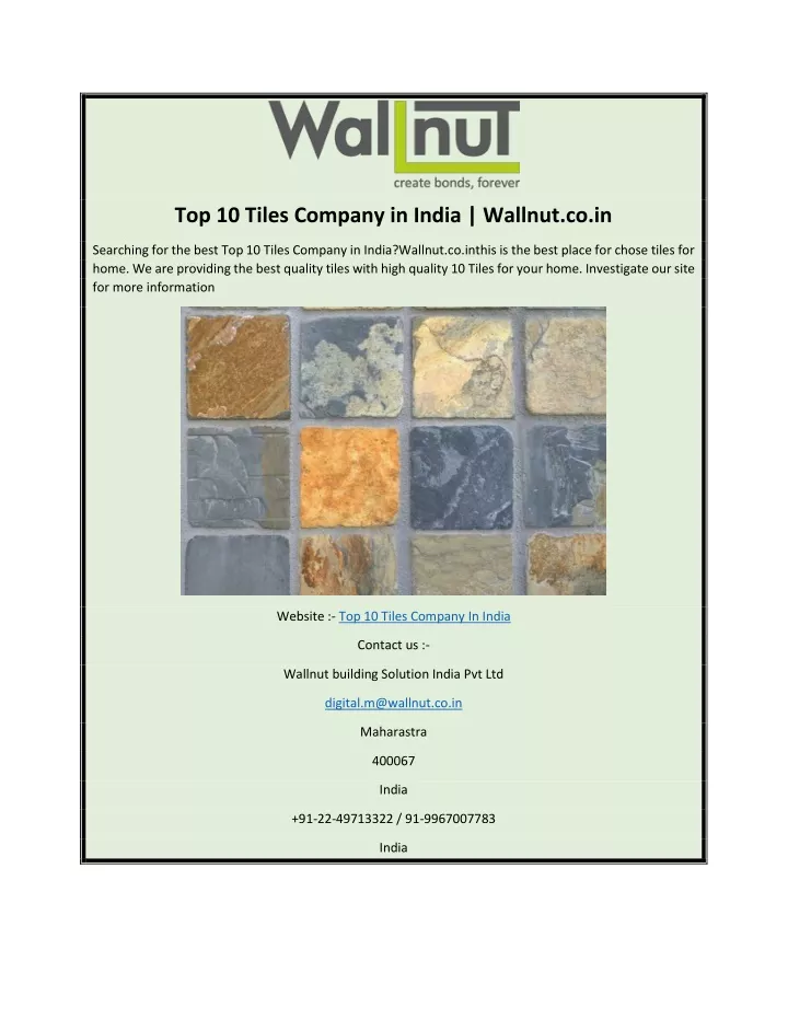 top 10 tiles company in india wallnut co in
