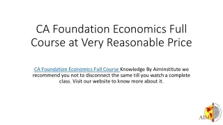 CA Foundation Economics Full Course at Very Reasonable Price