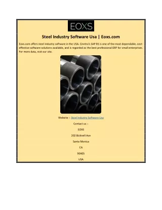 Steel Industry Software Usa | Eoxs.com