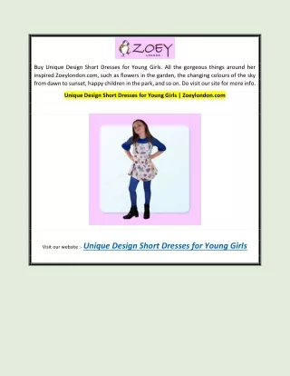Unique Design Short Dresses for Young Girls | Zoeylondon.com