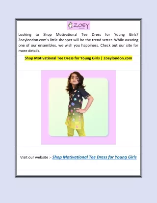 Shop Motivational Tee Dress for Young Girls  Zoeylondon.com