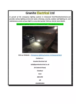 Emergency Lighting Systems In Gravesend Kent  Graniteelectrical.co.uk