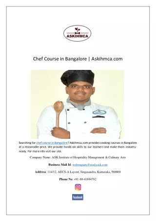 chef course in bangalore askihmca com