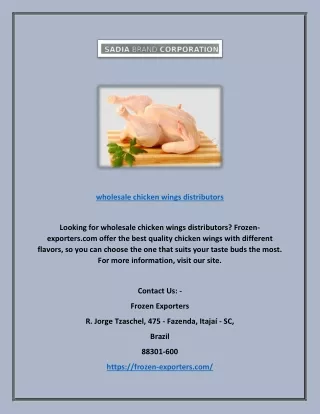 Wholesale Chicken Wings Distributors | Frozen-exporters.com