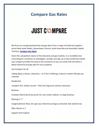 Compare Gas Rates - Justcompare
