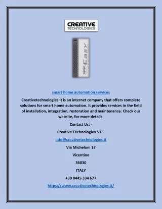 Smart Home Automation Services | Creativetechnologies.it