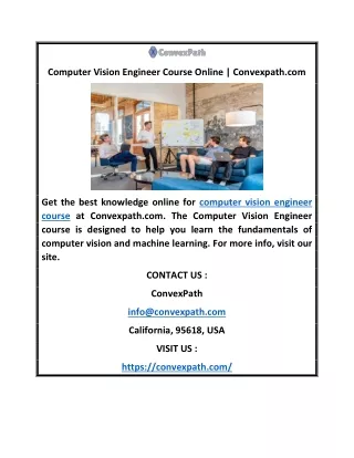Computer Vision Engineer Course Online | Convexpath.com