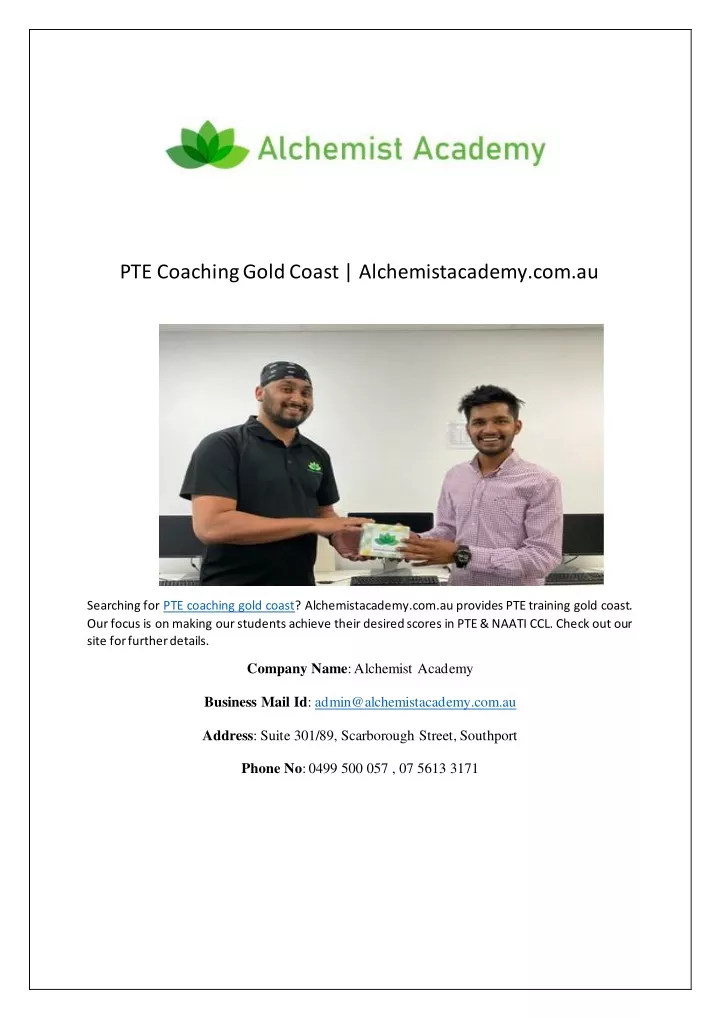 pte coaching gold coast alchemistacademy com au