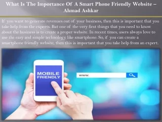 what is the importance of a smart phone friendly