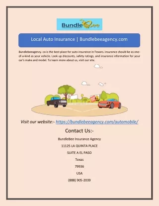 Local Auto InsuranceLocal Auto Insurance | Bundlebeeagency.com