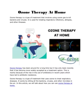 Ozone Therapy At Home