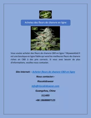 Achetez des fleurs de chanvre en ligne