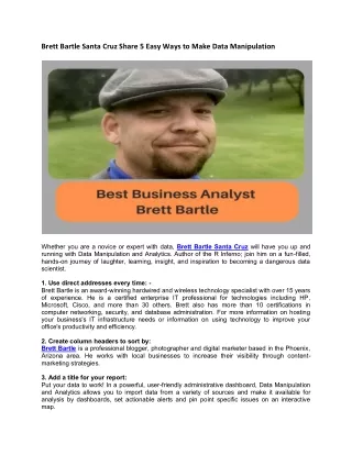 Brett Bartle Santa Cruz Share 5 Easy Ways to Make Data Manipulation