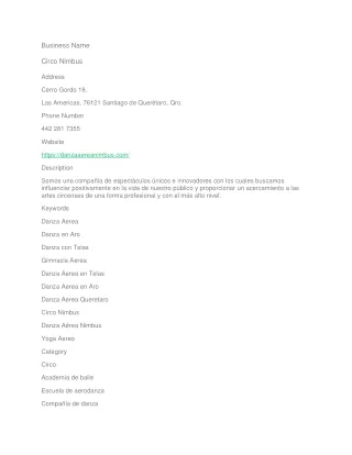 business name circo nimbus address