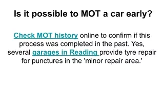 Is it possible to MOT a car early_
