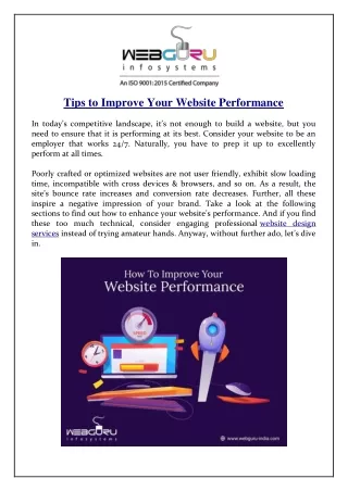 tips to improve your website performance