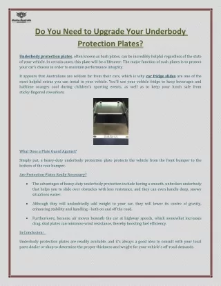do you need to upgrade your underbody protection