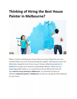 House painter in Melbourne