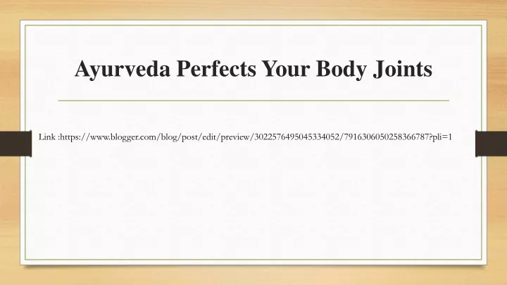 ayurveda perfects your body joints