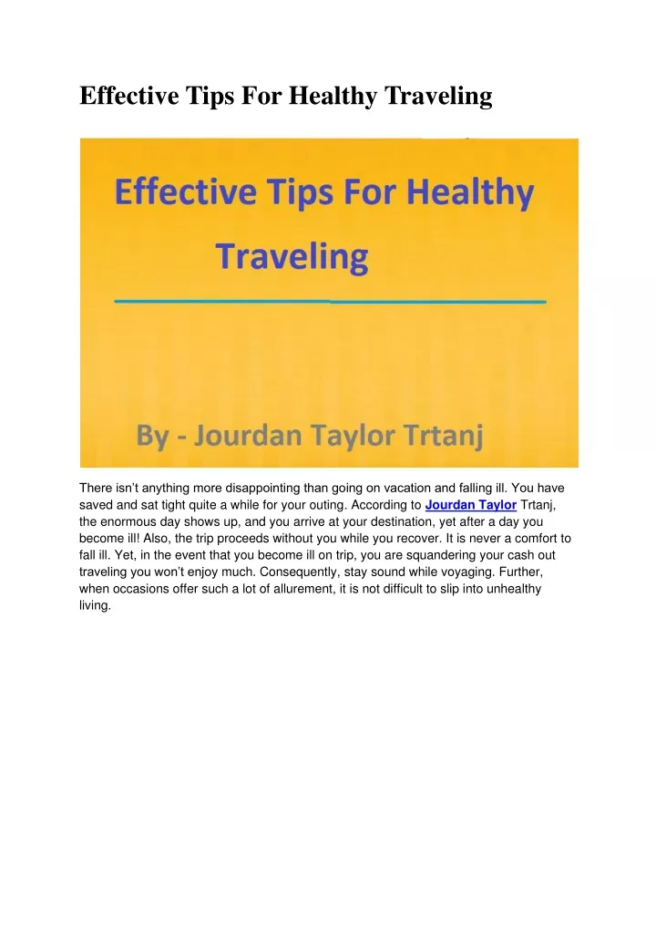 effective tips for healthy traveling