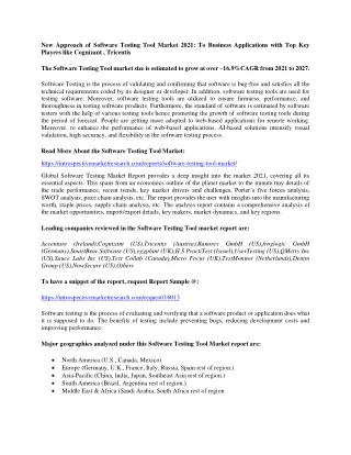 new approach of software testing tool market 2021