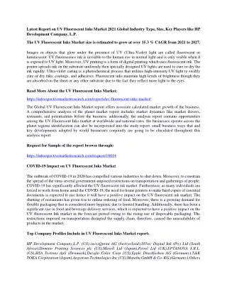 latest report on uv fluorescent inks market 2021