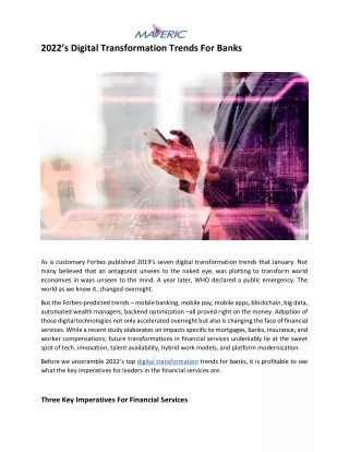 2022 s digital transformation trends for banks